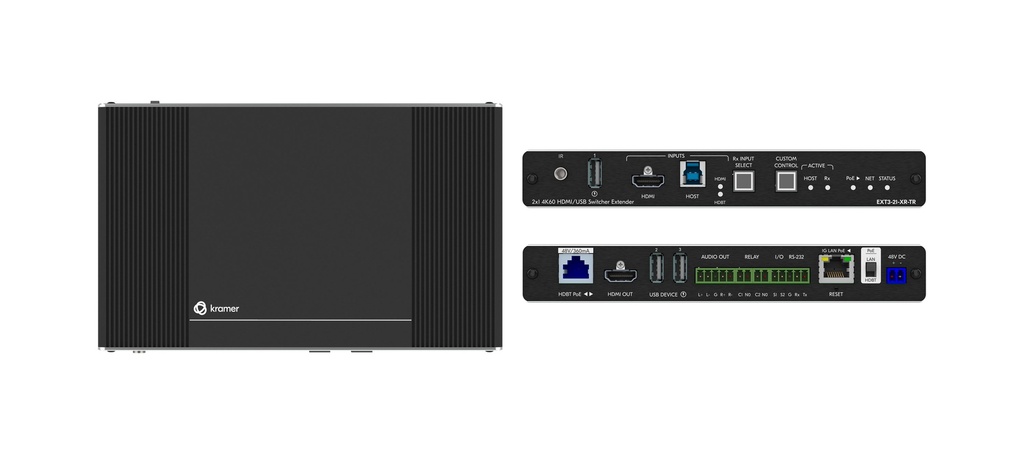 [KRAMER] EXT3-21-XR-TR HDMI AV + USB + GE 100m 2-way PoE Smart Tx & 2x1 Switcher Rx